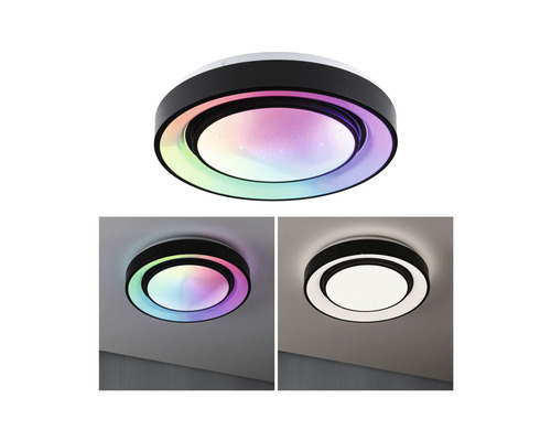 LED-plafondlamp met kleurverandering en verschillende verlichtingsmodi.