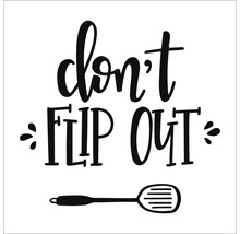 Afbeelding met de tekst ''Don''t flip out'' en een spatel