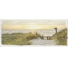 Houten wanddecoratie met duinlandschap aan zee