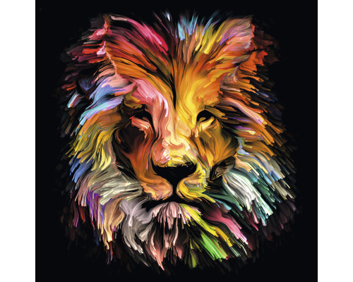 PURE LIVING Schilderij glas Colorful Lion Head 30x30 cm
