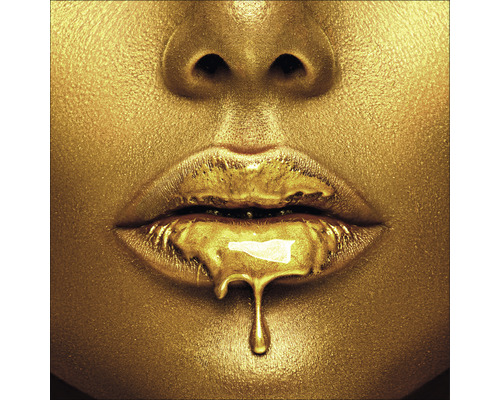 PURE LIVING Schilderij glas Golden Lips I 30x30 cm