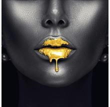 PURE LIVING Schilderij glas Golden Lips II 50x50 cm