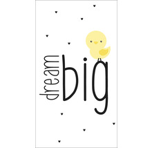 Decoratieve poster met de tekst Dream Big en een kuiken