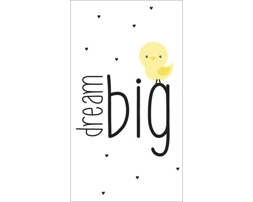 Decoratieve poster met de tekst Dream Big en een kuiken