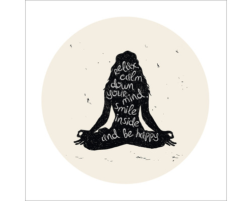 Illustratie van een persoon in yogahouding met inspirerende woorden