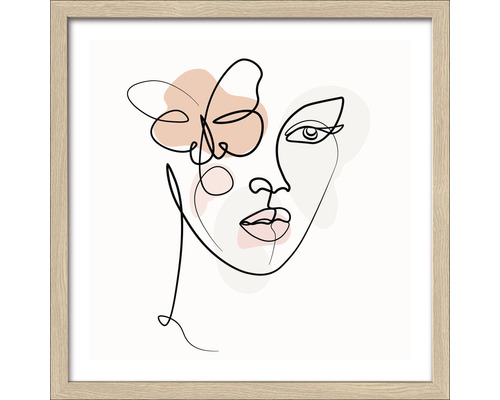 Wanddecoratie met abstracte afbeelding van een vrouwengezicht en vlinder in lijst