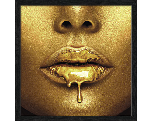 PURE LIVING Schilderij met lijst Golden Lips I 33x33 cm