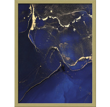 Ingelijste abstracte wanddecoratie met gouden accenten