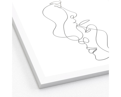 Ingelijste afbeelding met een lijntekening van twee gezichten