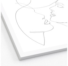 Ingelijste poster met een lijntekening van twee gezichten die naar elkaar toe staan