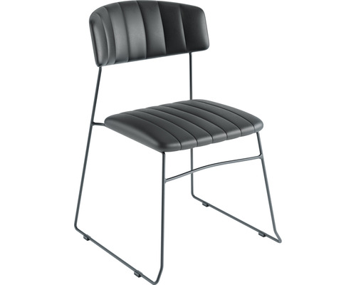 VEBA Horeca Stapelstoel Mundo staal met kunstlederen zitting zwart 54x79 cm Gestoelde stoel met metalen frame