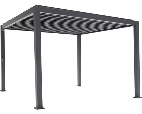 Vrijstaande grijze pergola met lamellendak
