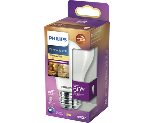 Philips LED-lamp 5,9 Watt met E27 fitting in verpakking