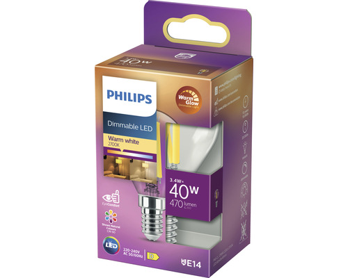 Philips ledlamp, dimbaar, warm wit, 40 watt, E14 fitting in verpakking