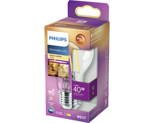 Philips ledlamp, dimbaar, 3,4 watt, E27 fitting