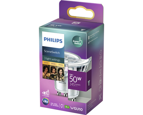 Philips SceneSwitch ledlamp GU10 5 watt in productverpakking