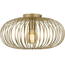 Plafondlamp met lampenkap van metalen stroken en gloeilamp