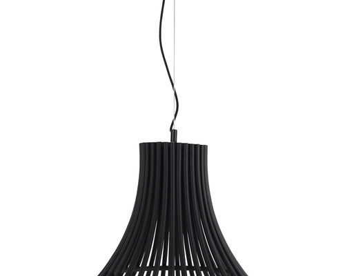 Zwarte hanglamp met lampenkap van staven
