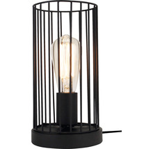 Zwarte kooi tafellamp met gloeilamp