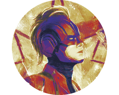 KOMAR Muursticker Dot DD1-054 Avengers Painting Captain Marvel Helmet ø 125 cm Illustratie van een superheldenfiguur in profiel