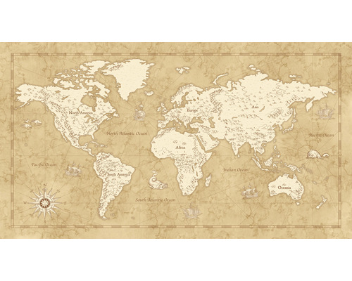 KOMAR Fotobehang vlies IAX10-0027 Vintage World Map 500x280 cm