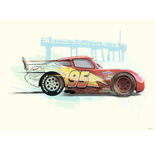 Illustratie van Lightning McQueen met nummer 95 voor een pier