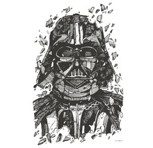 Tekening van Darth Vader met gebroken helm en harnas