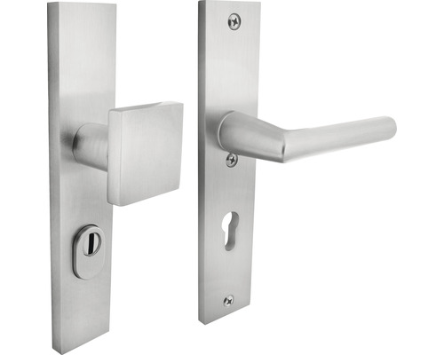 INTERSTEEL Veiligheidsbeslag recht duw/kruk PC72 anti-kerntrek aluminium F1 Roestvrijstalen deurbeslag met deurklink en sleutelrozet