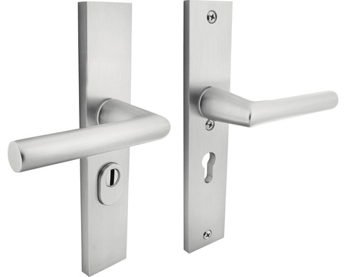 INTERSTEEL Veiligheidsbeslag recht kruk/kruk PC55 anti-kerntrek aluminium F1 Roestvrijstalen deurklinkstel met lang schild