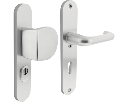 INTERSTEEL Veiligheidsbeslag ovaal duw/kruk PC72 anti-kerntrek aluminium F1 Deurbeslagset van metaal met deurkruk en draaiknop