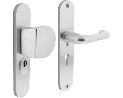 INTERSTEEL Veiligheidsbeslag ovaal duw/kruk PC55 anti-kerntrek aluminium F1 Deurbeslagset van metaal met sleutelrozet