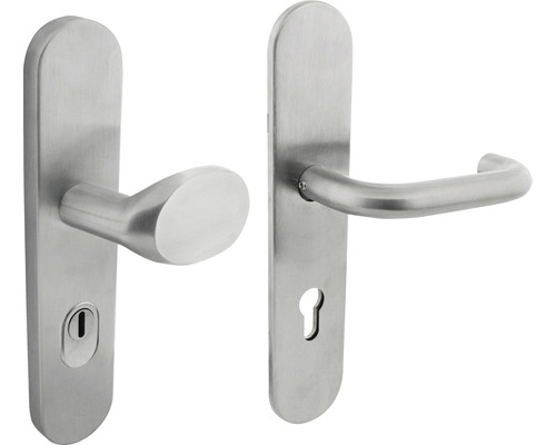 INTERSTEEL Veiligheidsbeslag ovaal duw/kruk PC72 anti-kerntrek RVS geborsteld Roestvrijstalen deurbeslag met lang schild voor binnendeuren