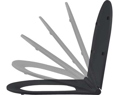 Toiletbril weergegeven in verschillende openingshoeken