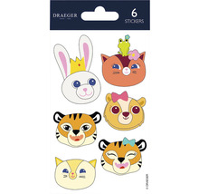 Stickerverpakking met zes dierenfiguren