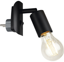 Zwarte wandlamp met stekker en lichtbron