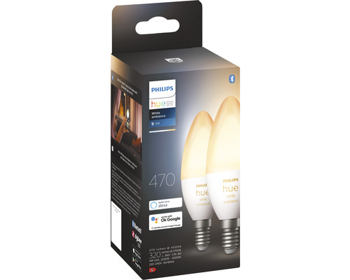 Philips Hue White Ambiance E14 dubbele verpakking in productverpakking