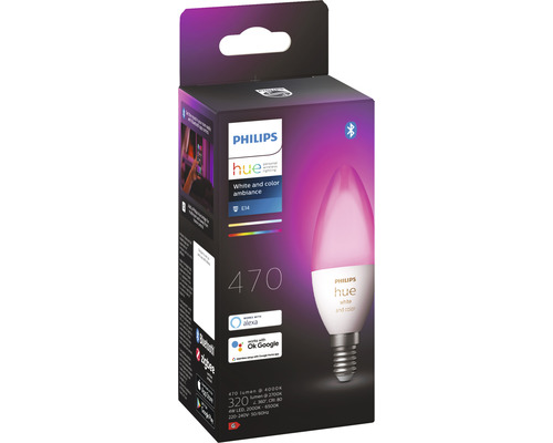 Philips Hue E14 lamp, White and Color Ambiance, in de verpakking