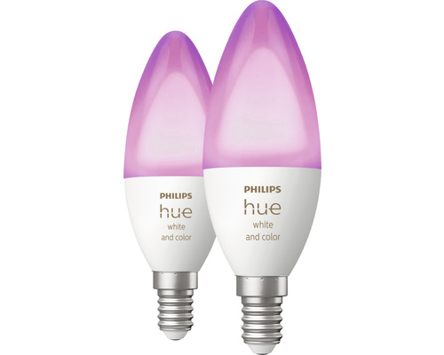 Twee Philips Hue White en Color E14 LED-lampen