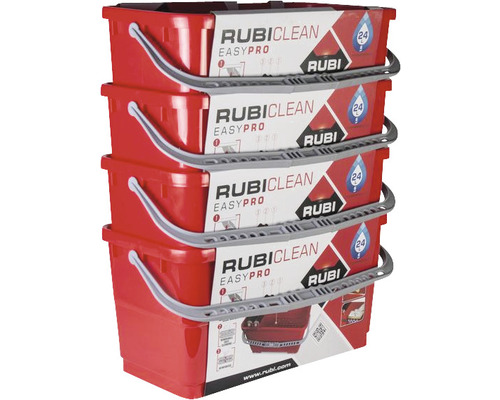 Stapel rode RubiClean Easypro schoonmaakemmers