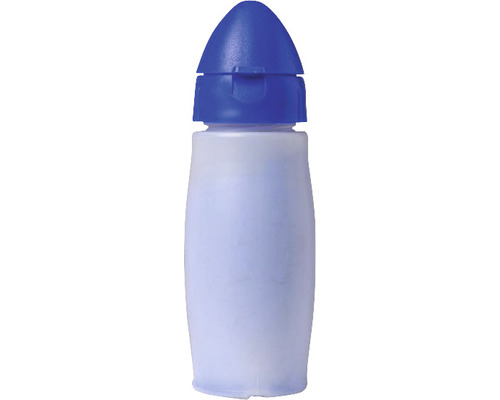 Lege fles met blauwe dop