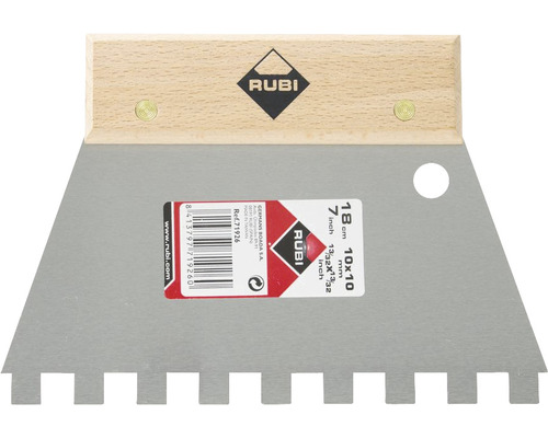 Tegellijm spaan met houten handvat en metalen inzetstuk