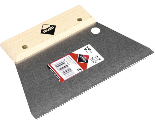 Tegellijm spatel met houten handvat en een grootte van 18 centimeter