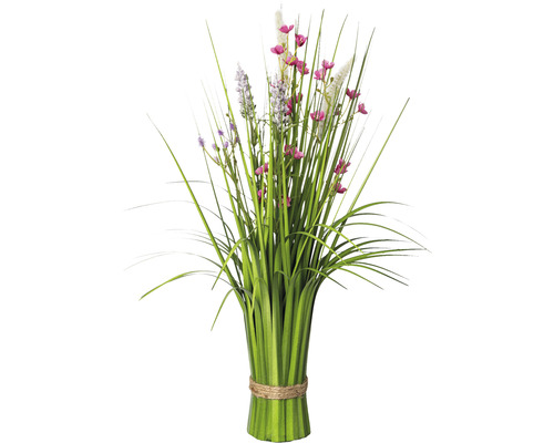 Kunstplant Staand gras bloeiend roze H 48 cm