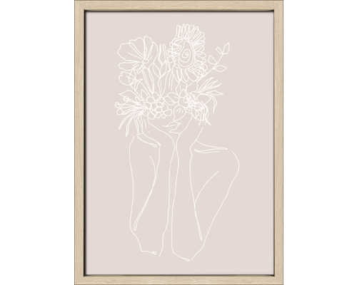 Ingelijste afbeelding met vrouw en bloemmotief