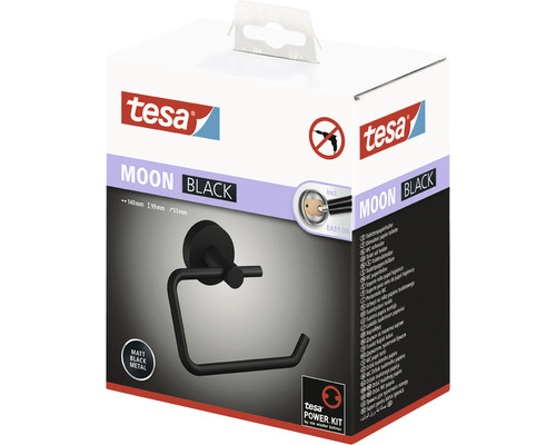 Tesa Moon toiletpapierhouder, matzwart, voor wandmontage in verpakking