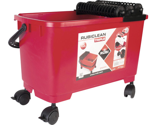 Reinigingsemmer met wielen en uitwringsysteem voor tegelwerkzaamheden