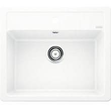 Spoelbak van Silgranit met zeefkorf en één kraangat