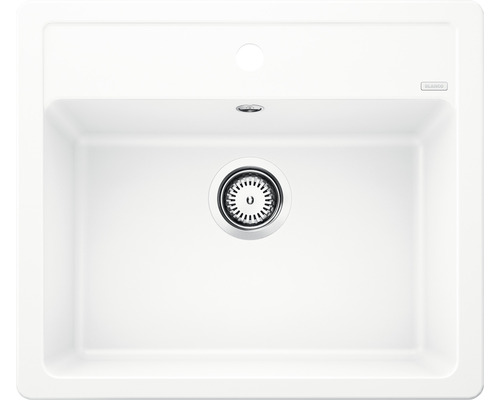 Spoelbak van Silgranit met zeefkorf en één kraangat