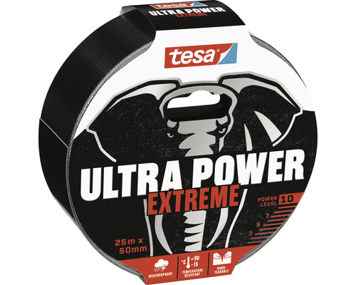 Tesa Ultra Power Extreme tape, 25 meter bij 50 millimeter, weerbestendig en temperatuurbestendig