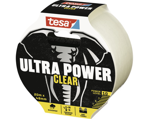 Tesa Ultra Power Clear tape, 20 meter maal 48 millimeter, weerbestendig en temperatuurbestendig